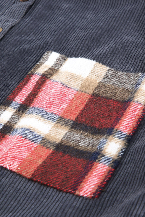 Patchwork Corduroy Buttoned Shirt Jacket
